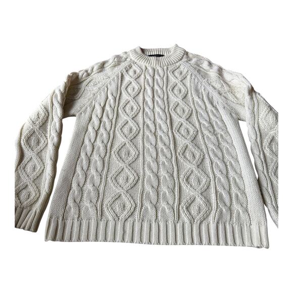 Vintage Macy’s Men’s Store Cable Knit Fisherman Sweater Cream 70s Taiwan L - Picture 13 of 14